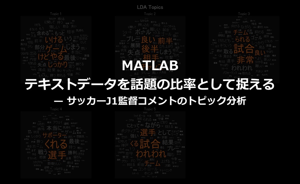 【MATLAB】テキストデータを話題の比率として捉える — サッカーJ1監督コメントのトピック分析